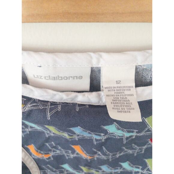 Vintage Liz Claiborne Beach Chair Print Wrap Skort with Piping Front Pocket 12 - Picture 6 of 7